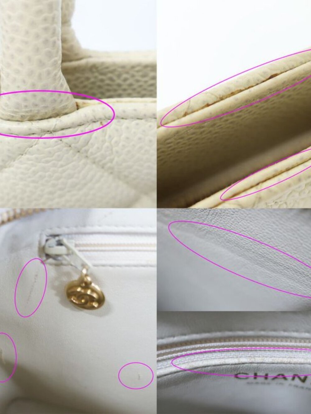 Chanel Medallion Tote Ivory Caviar Leather Handbag - Picture 9 of 10